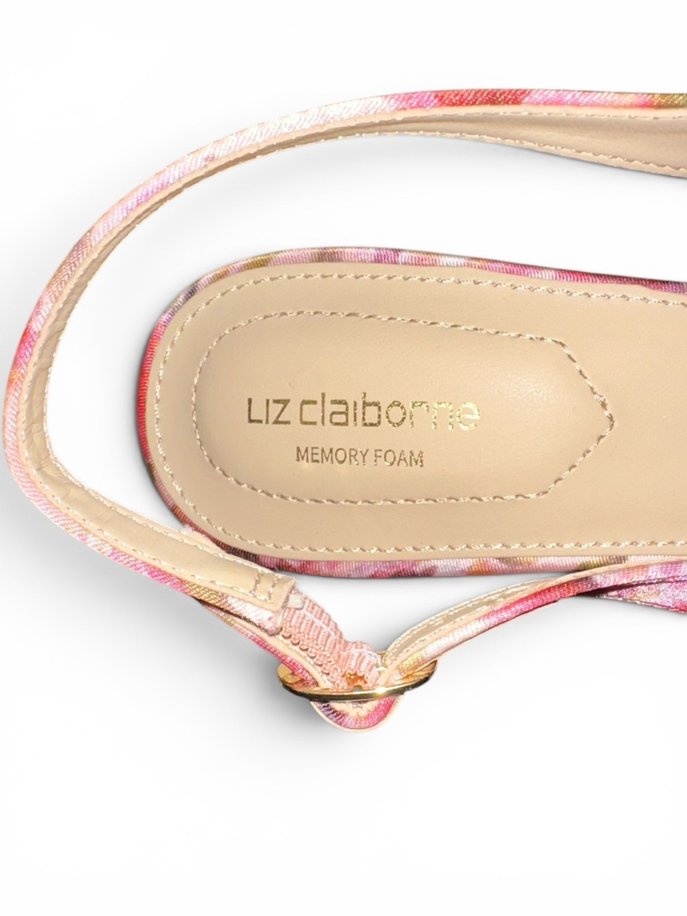 Liz Claiborne Keith Women's Pink Floral Satin Slingback Kitten Heels Size 8.5 - Picture 7 of 8